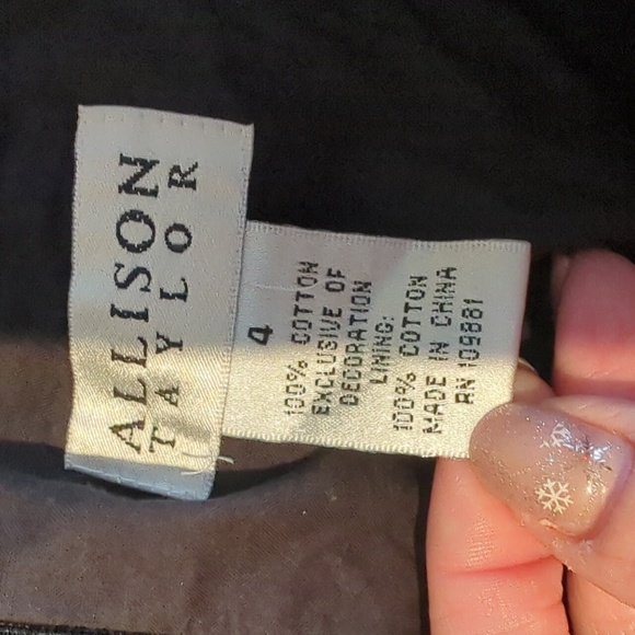 Vintage 00s Allison Taylor Size 4 black white embroidered rick rack A line - Picture 5 of 6